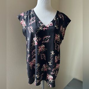 V neck flowered loose blouse